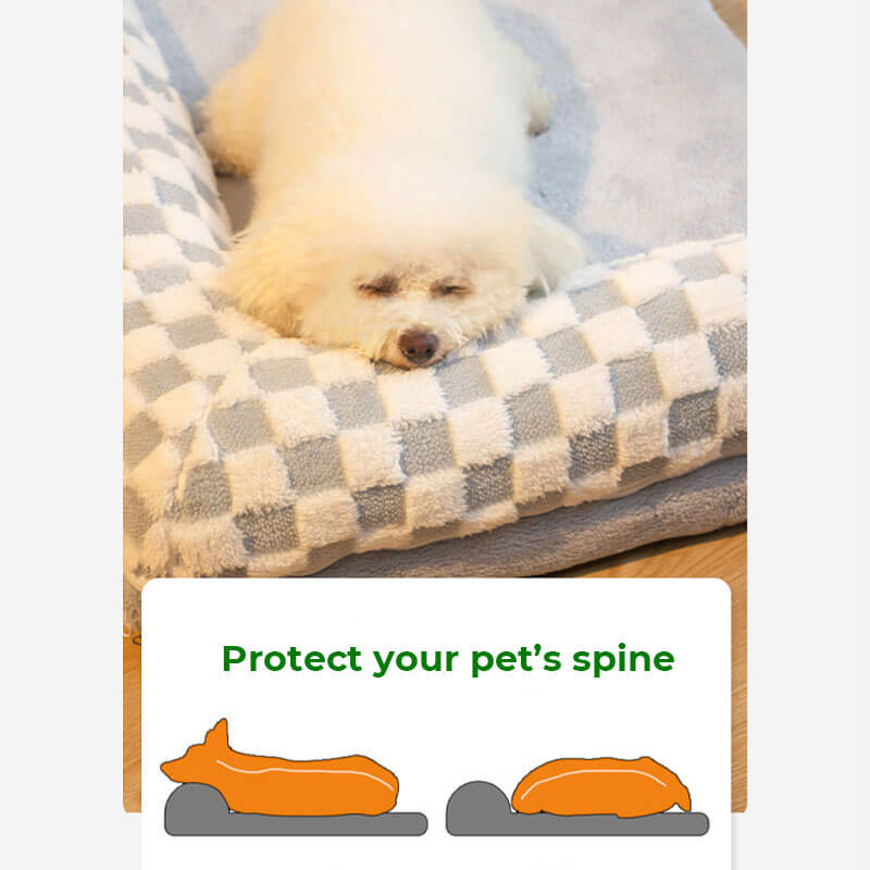 Nordisk Plysj Hundeseng med Nakkestøtte